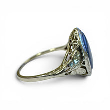 Vintage Edwardian Platinum 3 Carat Black Opal Ring