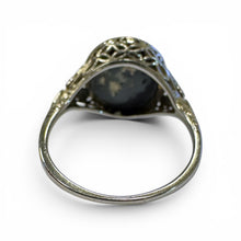 Vintage Edwardian Platinum 3 Carat Black Opal Ring