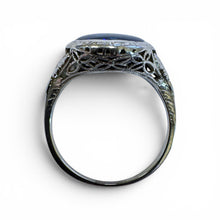 Vintage Edwardian Platinum 3 Carat Black Opal Ring