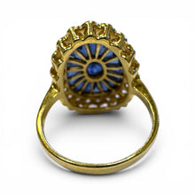 Vintage Sapphire and Diamond 18K Yellow Gold Cocktail Ring