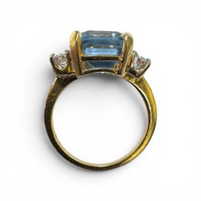 Vintage 4.5 Carat Aquamarine & Diamond Cocktail Ring 14K Yellow Gold