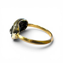 Vintage 14k Yellow Gold Emerald & Diamond Cocktail Ring
