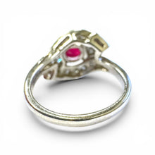 Vintage 14k White Gold 1 Carat Ruby & Diamond Cocktail Ring