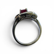 Vintage 14k White Gold 1 Carat Ruby & Diamond Cocktail Ring