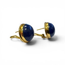 Vintage 14k Yellow Gold French Back Lapis Earrings