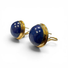 Vintage 14k Yellow Gold French Back Lapis Earrings