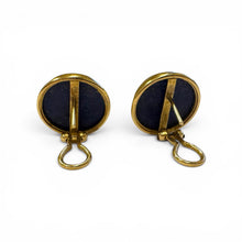 Vintage 14k Yellow Gold French Back Lapis Earrings