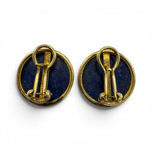 Vintage 14k Yellow Gold French Back Lapis Earrings