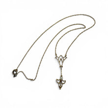 Vintage 10k Rose Gold Lavalier Diamond & Peral Necklace