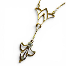 Vintage 10k Rose Gold Lavalier Diamond & Peral Necklace