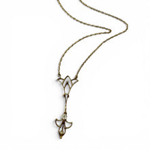Vintage 10k Rose Gold Lavalier Diamond & Peral Necklace