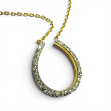 Vintage 14k Yellow Gold Diamond Horseshoe Necklace