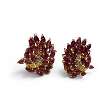 Vintage Ruby & Diamond 14k Yellow Gold French Back Earrings