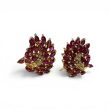 Vintage Ruby & Diamond 14k Yellow Gold French Back Earrings