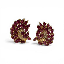 Vintage Ruby & Diamond 14k Yellow Gold French Back Earrings