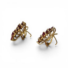 Vintage Ruby & Diamond 14k Yellow Gold French Back Earrings