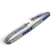 Vintage Platinum Sapphire & Diamond Tennis Bracelet
