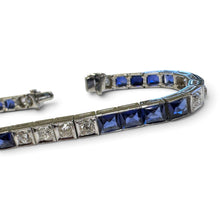 Vintage Platinum Sapphire & Diamond Tennis Bracelet