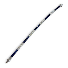 Vintage Platinum Sapphire & Diamond Tennis Bracelet