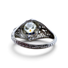 Vintage Art Deco 1.37 Carat Old European Diamond & Sapphire Engagement Ring GIA