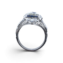 Vintage Art Deco 1.37 Carat Old European Diamond & Sapphire Engagement Ring GIA