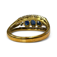 Vintage Retro Sapphire & Diamond 14k Yellow Gold Ring