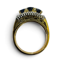 Vintage Retro Sapphire & Diamond 14k Yellow Gold Ring
