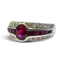 Estate Ruby & Diamond 18k White Gold Ring