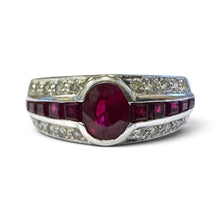 Estate Ruby & Diamond 18k White Gold Ring