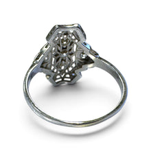 Vintage Art Deco Elongated 18k White Gold Diamond Cocktail Ring