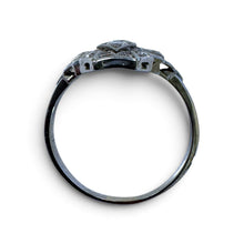 Vintage Art Deco Elongated 18k White Gold Diamond Cocktail Ring