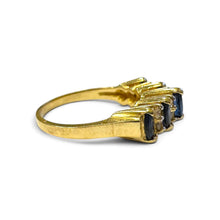 Vintage Retro Sapphire & Diamond 14K Yellow Gold Band Style Ring