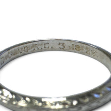 Vintage 18k White Gold Engraved Band Size 7