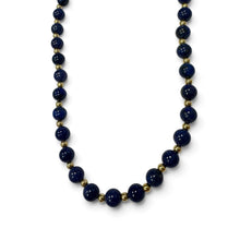 Vintage Lapis & 14K Gold Bead Necklace