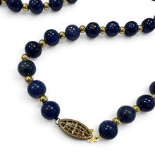 Vintage Lapis & 14K Gold Bead Necklace