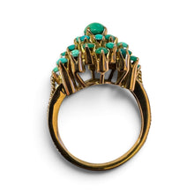 Vintage 10K Rose Gold Turquoise Cluster Ring