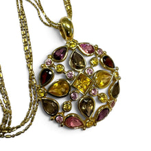 Vintage Mixed Gemstone Necklace 14K Yellow Gold