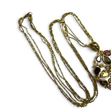 Vintage Mixed Gemstone Necklace 14K Yellow Gold