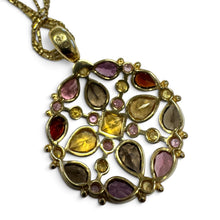 Vintage Mixed Gemstone Necklace 14K Yellow Gold
