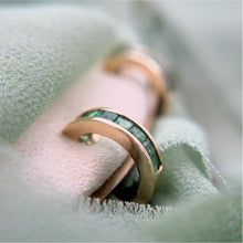 Vintage Emerald Hoop Earrings 14K Yellow Gold