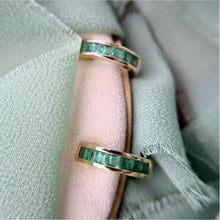 Vintage Emerald Hoop Earrings 14K Yellow Gold