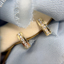Vintage 14K Yellow Gold Diamond Huggie Earrings