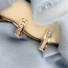Vintage 14K Yellow Gold Diamond Huggie Earrings