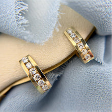 Vintage 14K Yellow Gold Diamond Huggie Earrings