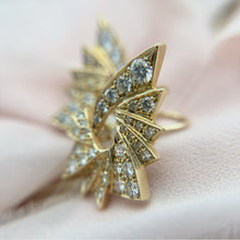 Vintage Retro Star Burst Style Cluster Earrings 14K Yellow Gold