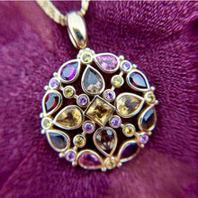 Vintage Mixed Gemstone Necklace 14K Yellow Gold