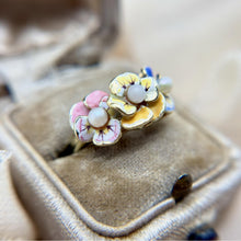 Vintage Enamel Flower Ring 14K Yellow Gold