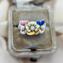 Vintage Enamel Flower Ring 14K Yellow Gold