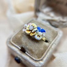 Vintage Enamel Flower Ring 14K Yellow Gold