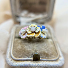 Vintage Enamel Flower Ring 14K Yellow Gold